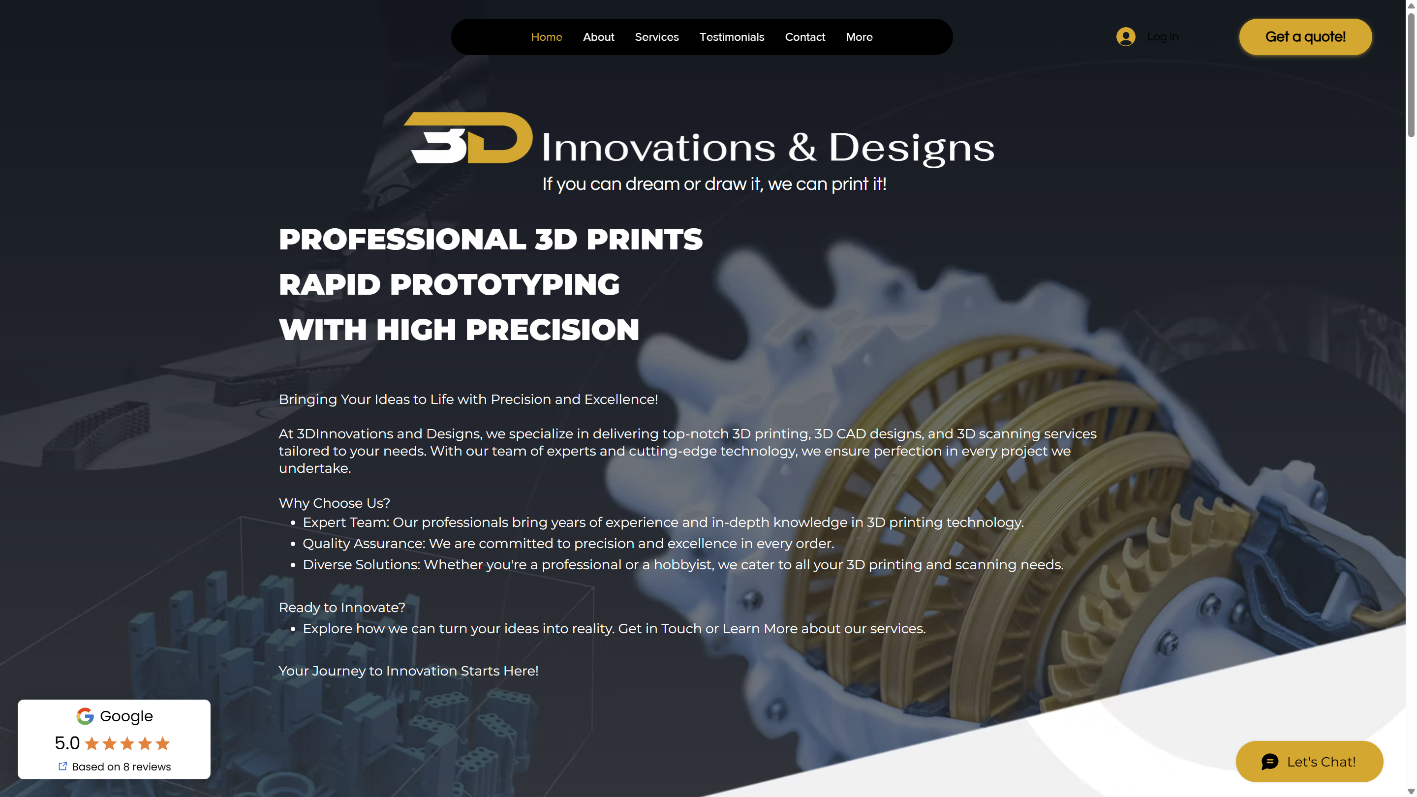 3D Innovations & Designs homepage